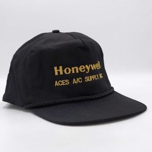 Vintage Honeywell Snapback Trucker Hat 90s Work Cap Industrial Advertising Black